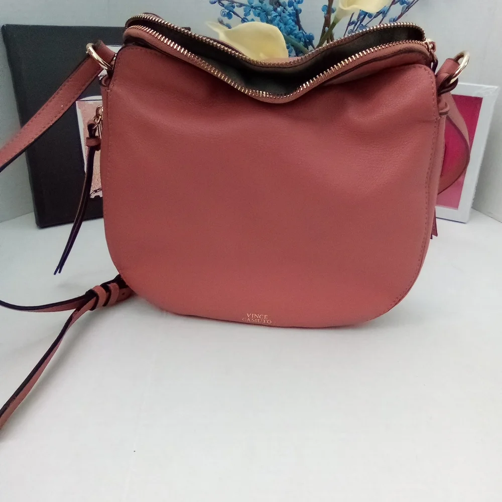 Vince Camuto Bag Women's Crossbody Purse Kenzys Leather, Salmon Sushi Pink